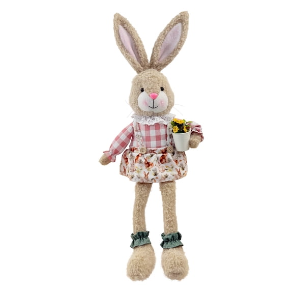 Easter Bunny Decorations, 24" Easter Bunny Plush with Flower for Home, Rabbit Stuffed Doll Decor for Tiered Tray Party Home Table Decorations, Easter Gifts