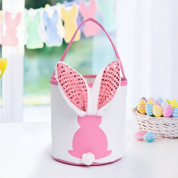 Easter Bunny Decorations Baskets for Easter Party Luminous Carrying Easter Buckets Candy Gift Bags