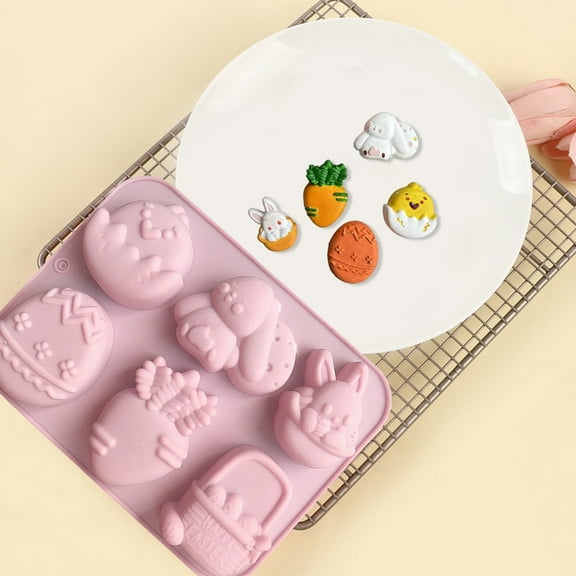 Easter Bunny Decorations Clearance 6 Silicon Chocolate Molds Easter Rabbits Eggs Molds Interesting Baking Tools For Candy Cake Homemade Kitchen Gadget