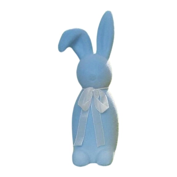 Easter Bunny Decorations Flocked Bunnies Figurine with Soft Velvet Texture, 16" Resin Rabbit Ornaments Spring Decor for Home Office Table Centerpiece Gift