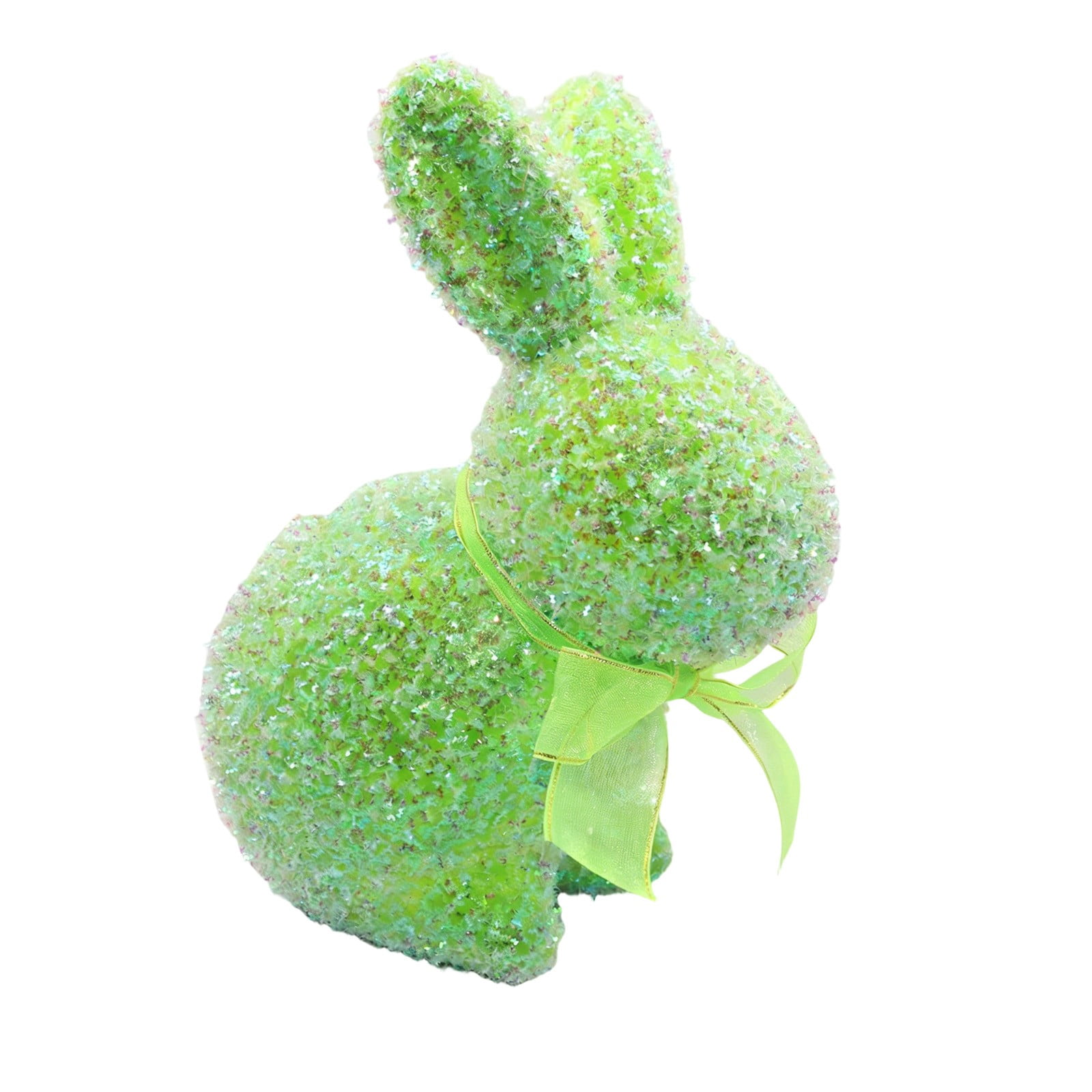 Easter Bunny Decorations,Flocked Bunny Figurines with Bow Flocking ...
