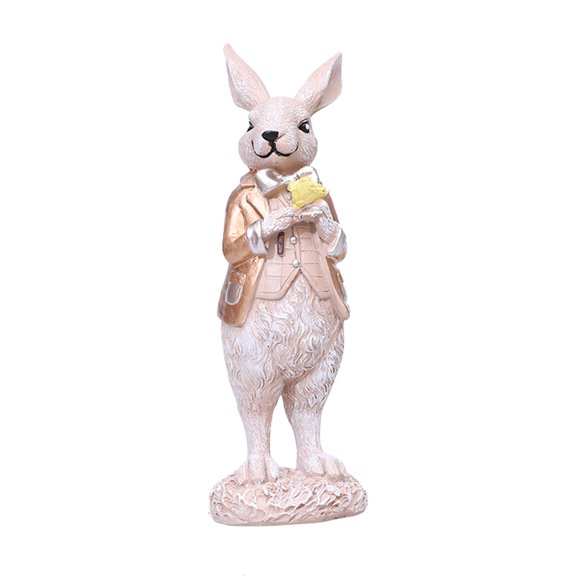 Easter Bunny Decorations Spring Home Decor Bunny Figurines(Golden Clothes Yellow Flower Rabbit)