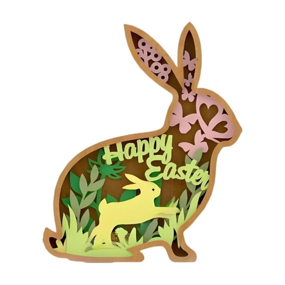 Easter Bunny Decorations Wooden Rabbit Shaped Tabletop Figurines, Cute Easter Bunny Signs for Indoors Outdoors Spring Home Decor, Garden Mantel Party Decor Enhances Your Home Atmosphere