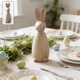 thumbnail image 1 of Easter Bunny Decorations for Home, Wood White Rabbit Statue Figurine Spring Decor, Easter Gift Table Centerpieces, 1 of 6