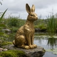 thumbnail image 1 of Easter Bunny Decorative Statue Figurine, Easter Home Decor, Charming Rabbit Ornament for Home, Office & Entryway Decor, Festive Spring Accent for Easter Celebration & Daily Use, Gold, 6.5*2.56*3.46in, 1 of 9