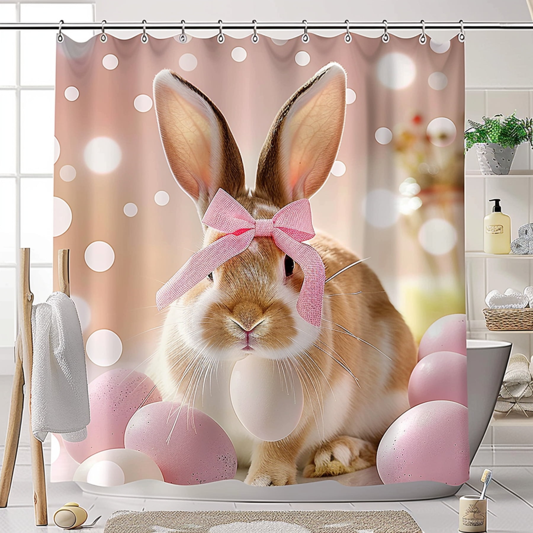 Easter Bunny Delight Shower Curtain Festive Holiday Decor for Your
