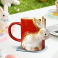 thumbnail image 1 of Easter Bunny Design Ceramic Coffee Mug, Handmade Stylish Tea Cup, Elegant Water Cup for Office and Home Kitchen Use, Perfect Festive Gift for Holiday Celebrations and Daily Beverage, Red, 1 of 6