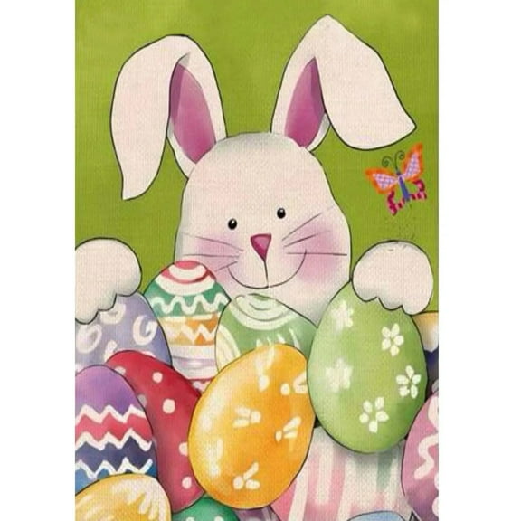 Easter Bunny Diamond Art Kits for Adults, DIY Rabbit With Eggs Butterfly Painting Kits, Full Drill 5D Painting Kits With Diamond Art Kits for Home Decor Gifts 12x16inch