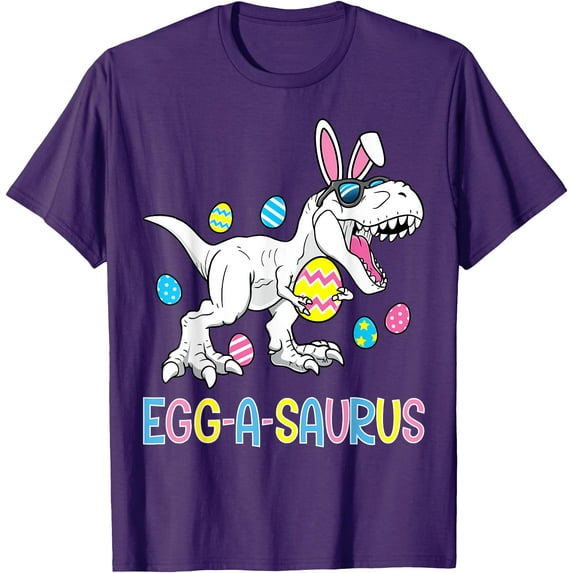 Easter Bunny Dinosaur Egg A Saurus T-Rex Unisex T-Shirt for Men Women Kids,Purple Color,Size 5XL