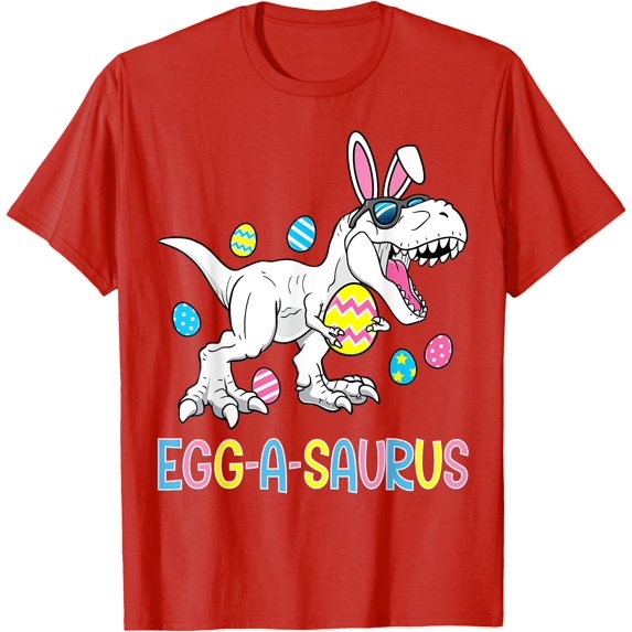 Easter Bunny Dinosaur Egg A Saurus T-Rex Unisex T-Shirt for Men Women Kids,Red Color,Size 3T