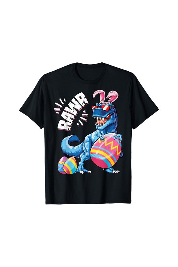 Easter Bunny Dinosaur Rex Eggs Boys Girl Rawr Tee