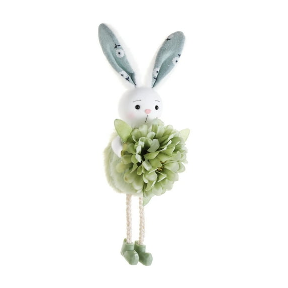 Easter Bunny Dolls with Flower Pendants, Holiday Party Gift Set, Spring Scene Decoration, Easter Tabletop Decor, Floral Bunny Figurines, Festive Home and Party Accents,Green