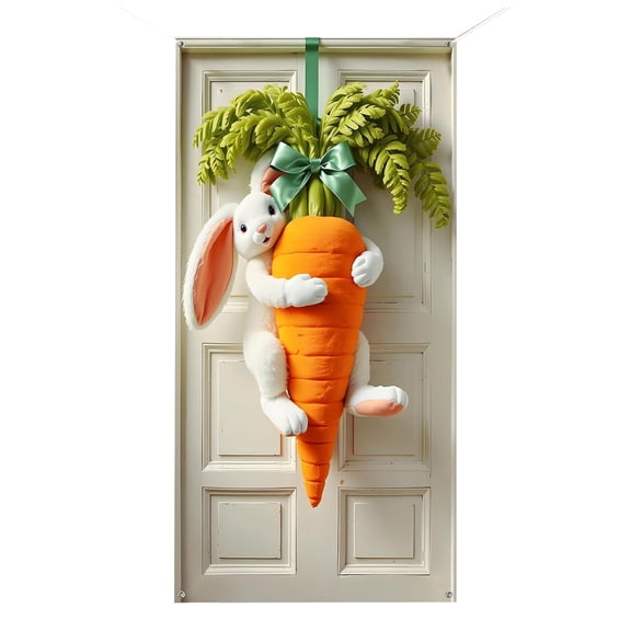 Easter Bunny Door Hanging Decorations 90 x 180 cm Banner and Door Cover for Indoor Easter Photography Background Festive Decor
