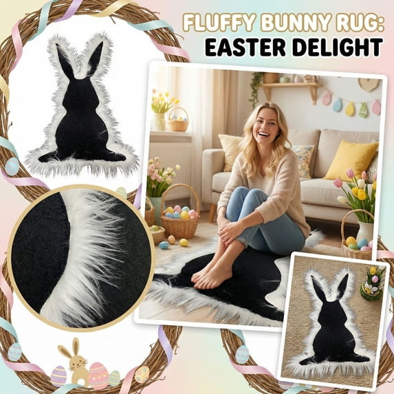 Easter Bunny Doormat Washable for Front Door Spring Party Decor Home Entrance Floor Mat Indoor Outdoor Scene Arrangement Props Festival Atmosphere Decoration Supplies Rabbit Pattern