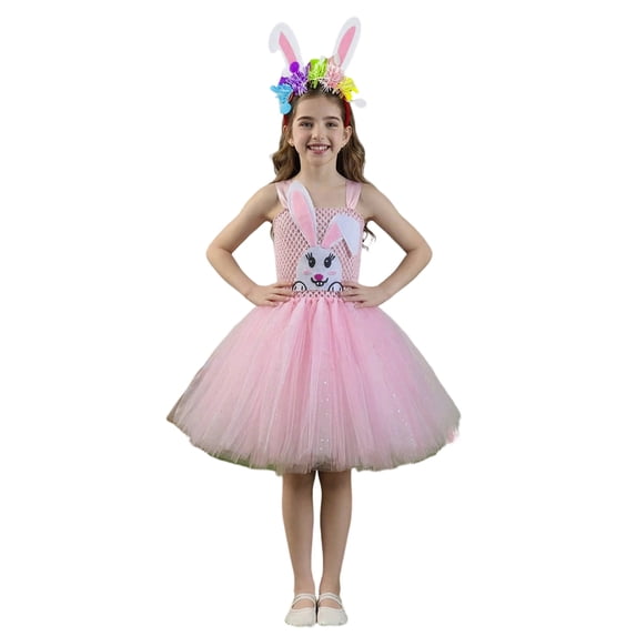 Easter Bunny Dress For Girls Tutu Party Gown Fairy Play Pretend Holiday Celebration Outfit Rabbit Custome