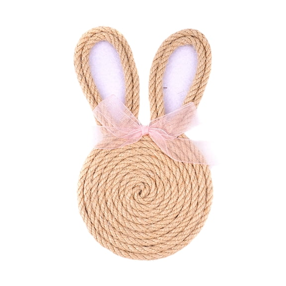 Easter Bunny Drink Coasters, Woven Bunny Ear Coasters for Drinking Cups, Heat-Resistant Table Protector for Easter, Spring Party Supplies （C）