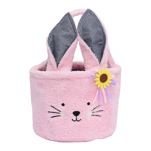 Easter Bunny Ear Basket – Large Capacity Easter Egg Hunt Bag for Kids | Reusable Fabric Candy Gift Tote with Holiday Theme Design