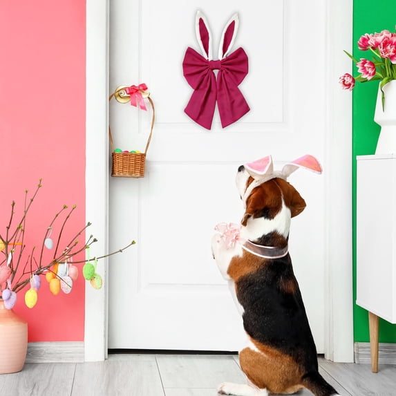 Easter Bunny Ear Bow Easter Home Hanging Decoration Spring Home Front Door Outdoor Hot Pink