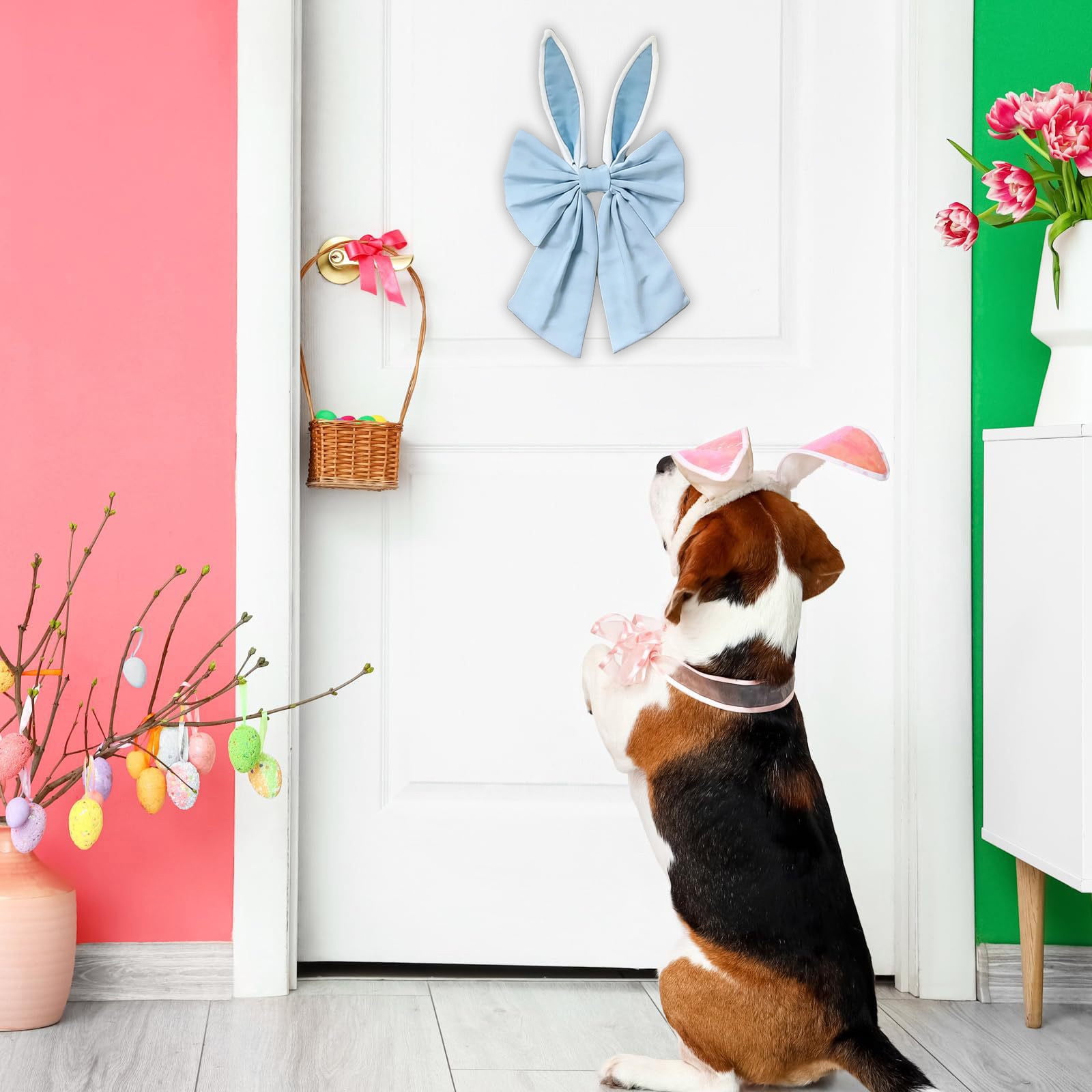 Easter Bunny Ear Bow Easter Home Hanging Decoration Spring Home Front ...
