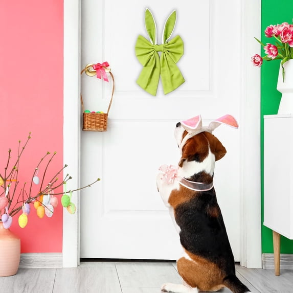 Easter Bunny Ear Bow Easter Home Hanging Decoration Spring Home Front Door Outdoor Light Green