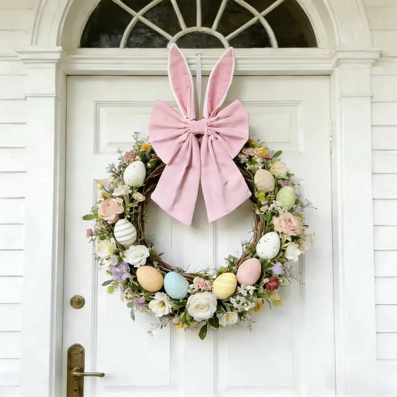 Easter Bunny Ear Bow Easter Home Hanging Decoration Spring Home Front Door Outdoor Pink