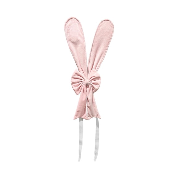 Easter Bunny Ear Chair Bow Decorations, Pink Rabbit Ornament with Stretchy Straps Soft Fabric Seat Accents for Spring Parties, Weddings & Home Dining