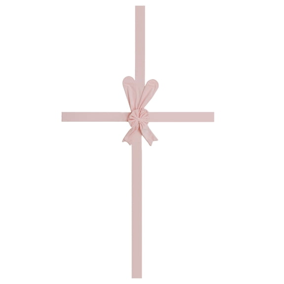 Easter Bunny Ear Cross Bow Door Decor, Pink Velvet Cross with Bunny Ears & Satin Ribbon for Front Door, Cabinet Handles & Mantel Easter Decoration