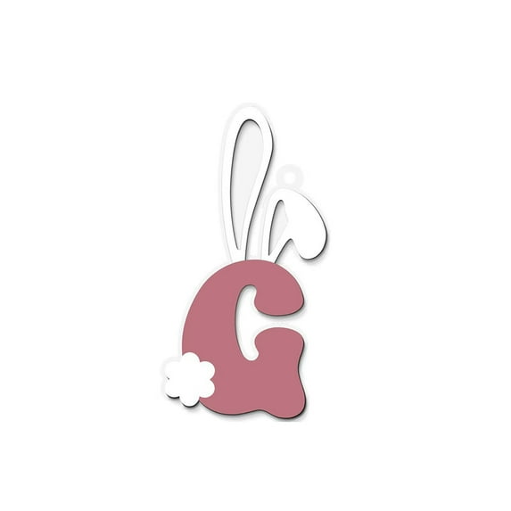 Easter Bunny Ear Letter Hanging Decorations, Wooden Bunny Hanging Sign Cartoon Style Letter G