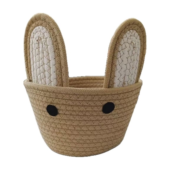 Easter Bunny Ear Shaped Storage Basket Cute Woven Storage Basket. Makeup Key Storage Basket Desktop Item And Snack Storage Basket