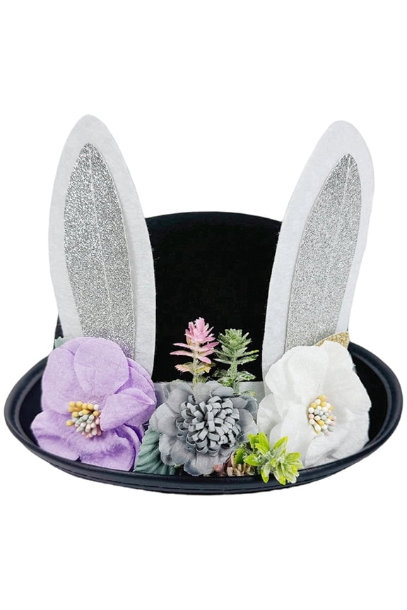 Easter Bunny Ear Top Hat Easter Cartoon Cap Rabbit Ears Top Hat for Women Halloween Party Accessories Carnival Party