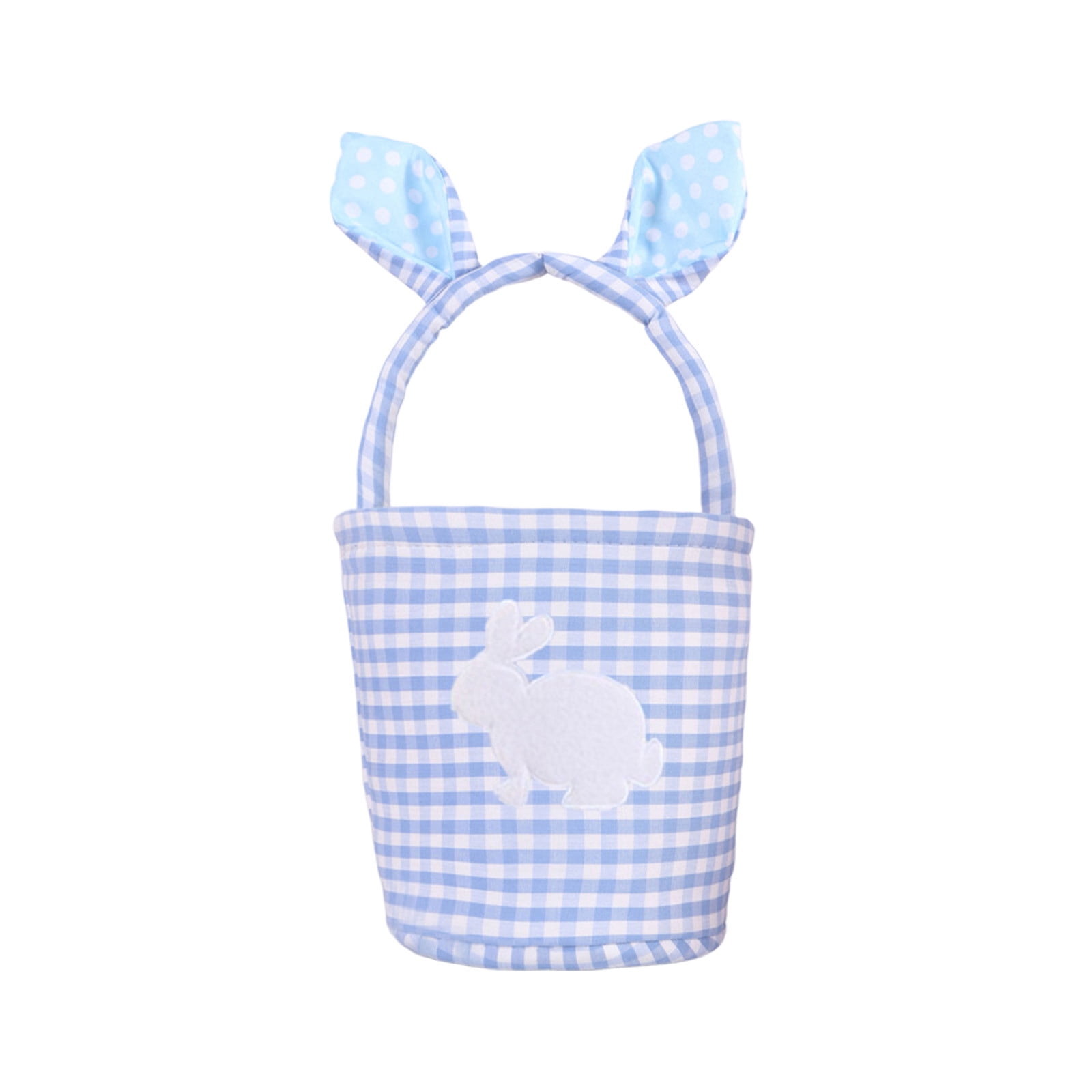 Easter Bunny Ears Basket Plaid Easter Egg Candy Gift Storage Handbag for Home Party Decoration Cute Pastel Spring Holiday Decor