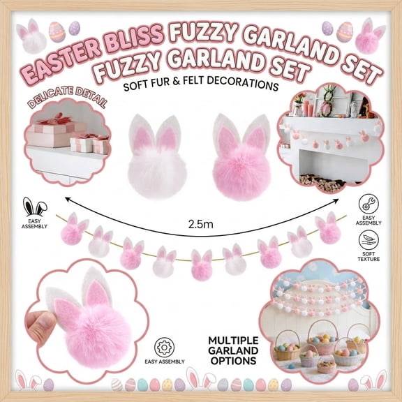 Easter Bunny Ears Decoration Set, Faux Fur Ear Hangings, Festive Home Party Props, Spring Holiday Decor, 6 Pcs Pack