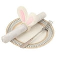 thumbnail image 1 of Easter Bunny Ears​ Green Leaf Wreath Imitation Tengman Napkin Ring White Rabbit Ear Shaped Napkins Ring Natural Jute Twine Decoration for Spring Festival Party, 1 of 8