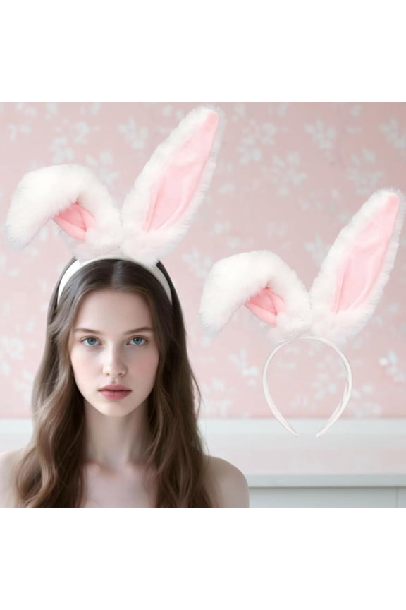 Easter Bunny Ears Headband Furry Rabbit Ear Hair Accessories Floppy for Women Halloween Party Costume