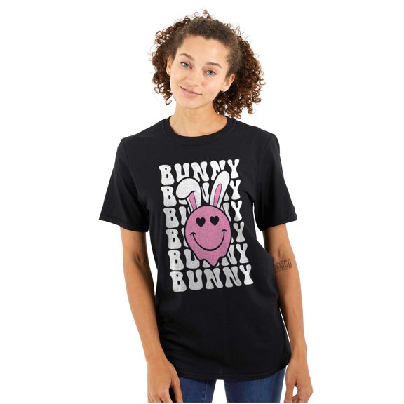 Easter Bunny Ears Heart Eyes Smile Women's Plus Size Graphic Tee Brisco Brands 3X