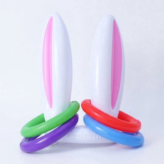 Easter Bunny Ears Ring Toss Game Inflatable Party Toss Game Kids Outdoor Family Holiday Game - Pink