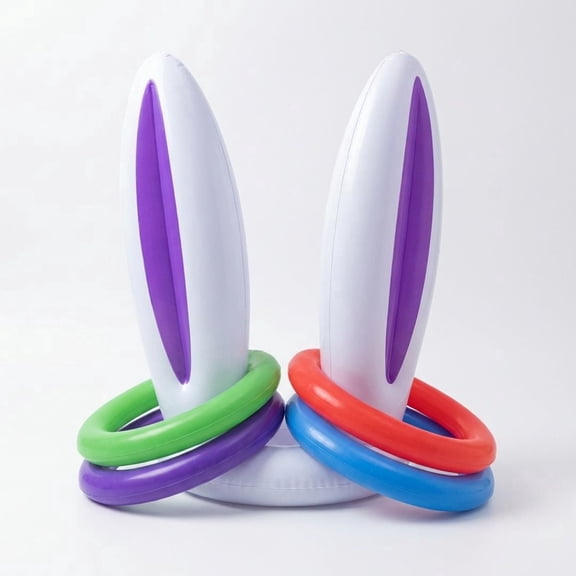 Easter Bunny Ears Ring Toss Game Inflatable Party Toss Game Kids Outdoor Family Holiday Game - Purple