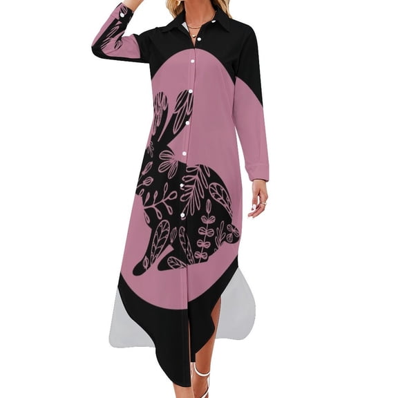 Easter Bunny Easter Egg Hunting Long Sleeved Shirt Dress dresses summer evening dresses women