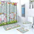 thumbnail image 1 of Easter Bunny Easter Eggs Shower Curtain Floor Mat 4-piece Set Shower Curtain Toilet Seat Cover Floor Mat Waterproof Decor Spring Theme Home(A), 1 of 6