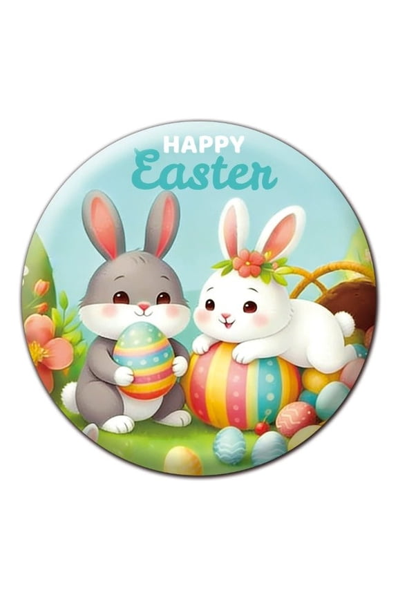 Easter Bunny Egg Badge Pin – Festive Backpack Brooch with Pendant Bar, Cute Rabbit Button for Clothes Hats Bags, Small Gift for Easter Party Favors