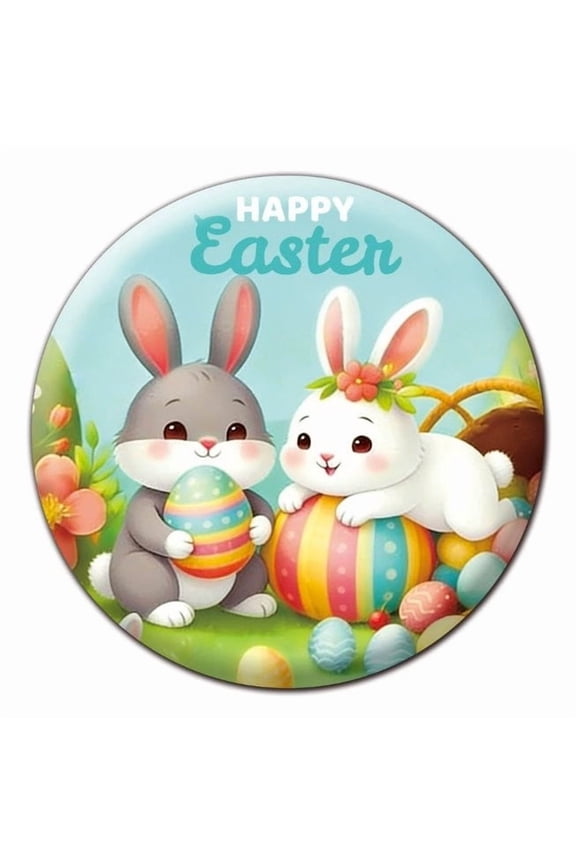 Easter Bunny Egg Badge Pin – Festive Backpack Brooch with Pendant Bar, Cute Rabbit Button for Clothes Hats Bags, Small Gift for Easter Party Favors