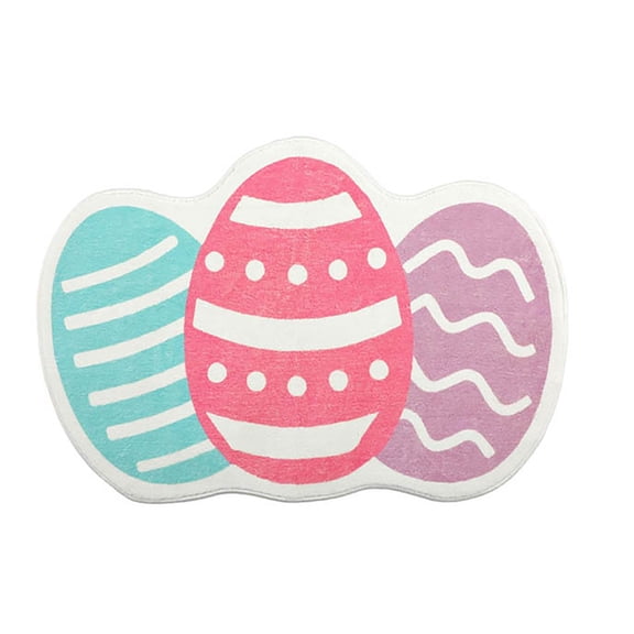 Easter Bunny Egg Bath Mat, 15.7 x 23.6 Inches,Easter Decoration, Multicolor, Cartoon Style, Non-Slip, Machine Washable