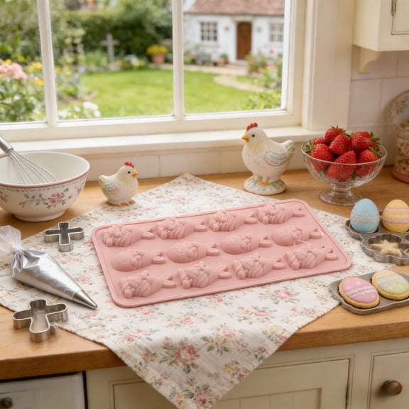 Easter Bunny Egg & Carrot Silicone Mold Set - Food-Grade Cake Molds for Mousse, Jello & Chocolate Surprise Desserts, Dishwasher Safe