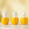 thumbnail image 1 of Easter Bunny Egg Ceramic Ornaments - 3-Piece Compact Set for Spring Home Decor & Gifts, 1 of 6