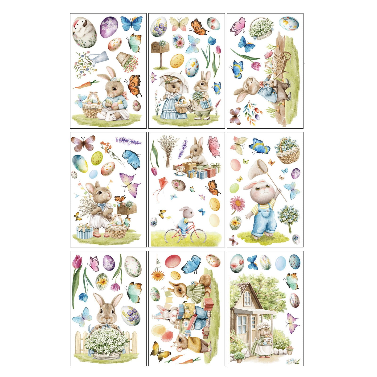 Easter Bunny Egg Chick Static Window Stickers Window Glass Door Light