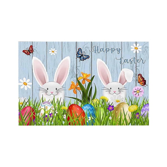 Easter Bunny Egg Decor Rug – Soft Indoor Carpet for Living Room, Entryway or Kids’ Room – Washable Spring Holiday Floor Mat for Home Decoration or Gift,S
