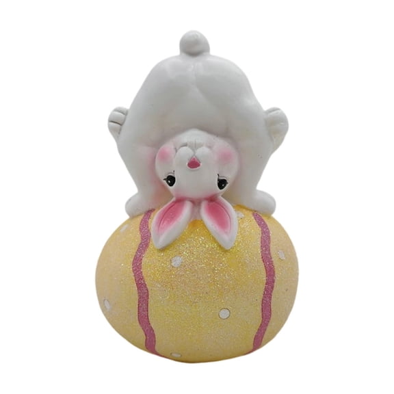 Easter Bunny Egg Decoration,Resin Yoga Bunny Figurine Cute Rabbit Statue Bunny Sculpture Ornament for Home Living Room Table Desktop Spring Decor