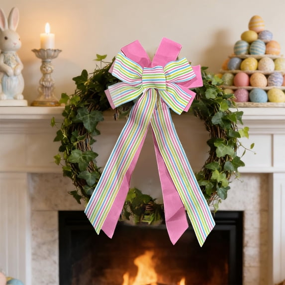 Easter Bunny And Egg Drawing Bows Easter Decoration Colorful Printed Ribbon Garlands And Decorative Bows Suitable For Easter Indoor And Outdoor Decoration