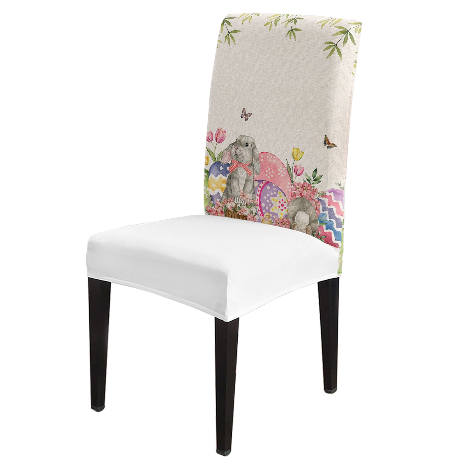 Easter Bunny Egg Flower Stretch Chair Cover Hotel Dining Room Banquet