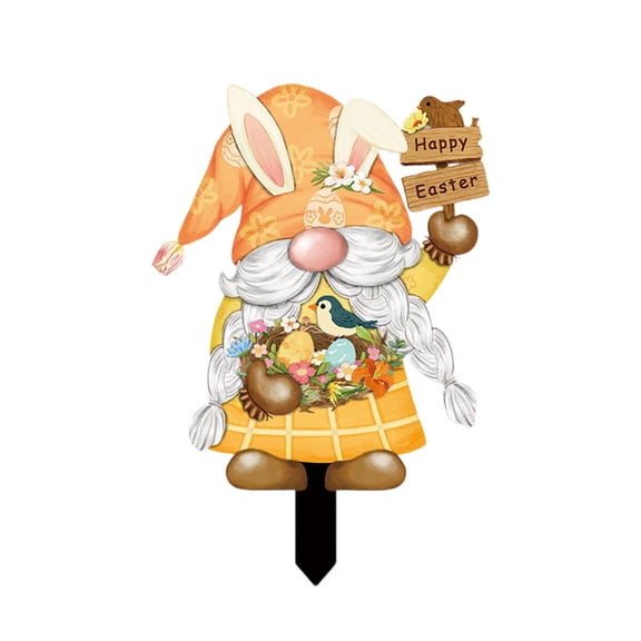 Easter Bunny & Egg Garden Stakes – Colorful PVC Ground Insert Yard Decor with Dwarf Figures for Courtyard, Lawn, and Outdoor Easter Decorations